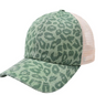 Criss-Cross Cap - Leopard Green Fabric - Leopard Green, Criss-Cross Ponytail Slot, Adjustable Strap (1 Unit)