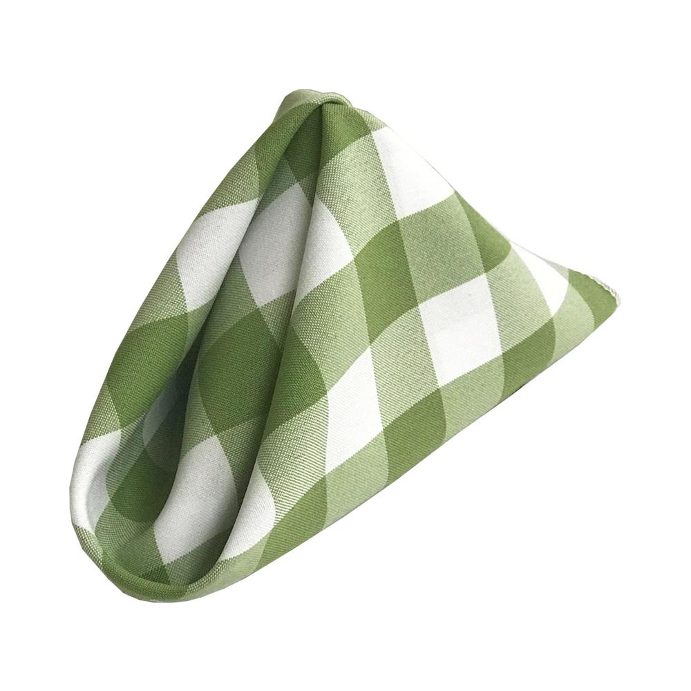 (12 / Pack) White Apple Green 18″ Checkered Polyester Napkin