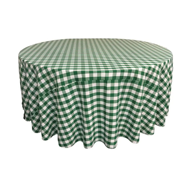 Hunter Green Polyester Checkered Round 108″