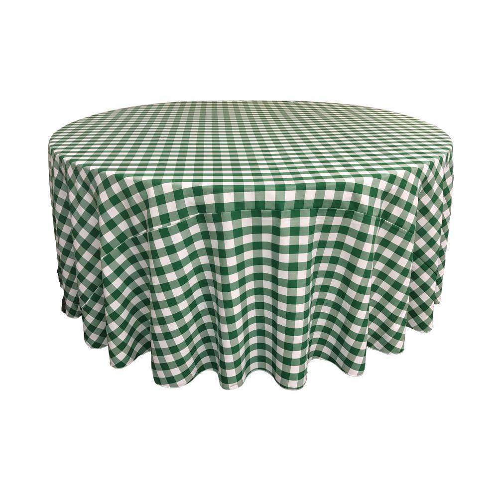 Hunter Green Polyester Checkered Round 90″
