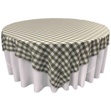 White Apple Green Checkered Square Overlay Tablecloth Polyester 60″ x 60″