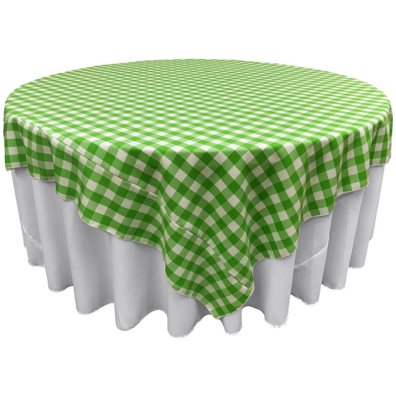 White Lime Checkered Square Overlay Tablecloth Polyester 85″ x 85″