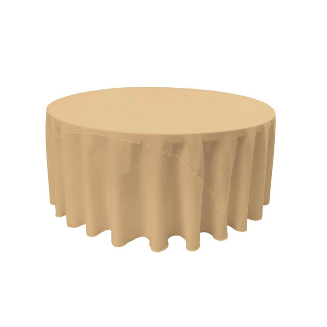 Khaki 100% Polyester Round Tablecloth 132″