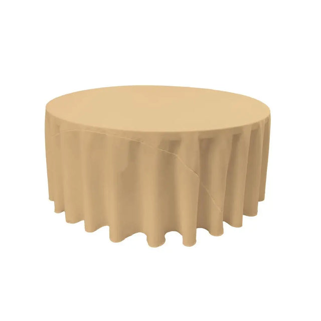 Khaki 100% Polyester Round Tablecloth 120″