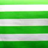 Swim Knit Nylon Lycra Green and White Wide Stripe