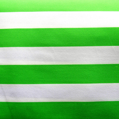 Swim Knit Nylon Lycra Green and White Wide Stripe