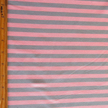 Cotton Lycra Knit Grey and Pink 3/8" Stripe