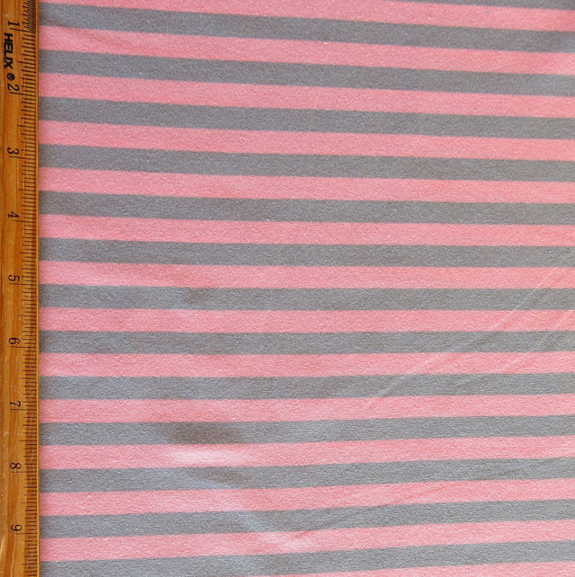 Cotton Lycra Knit Grey and Pink 3/8" Stripe