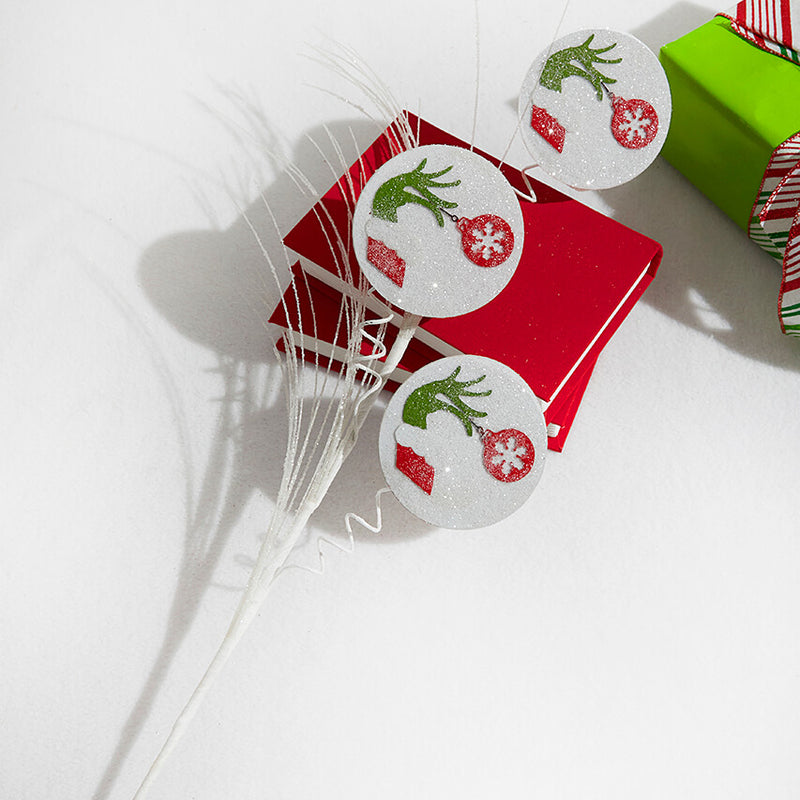 28” Glitter Grinch Arm Grass Spray