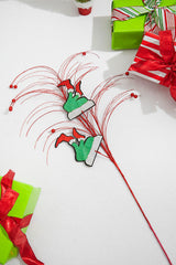 37 Inch Red, White and Green Glitter Leg Grass Spray – Whimsical Monster Holiday Fun for Festive Décor