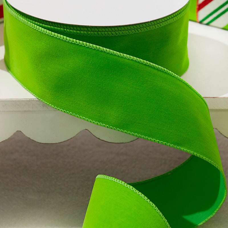 2.5" x 25 Yards Apple Green Velvet Ribbon