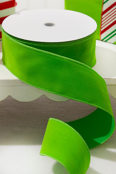 2.5" x 25 Yards Apple Green Velvet Ribbon