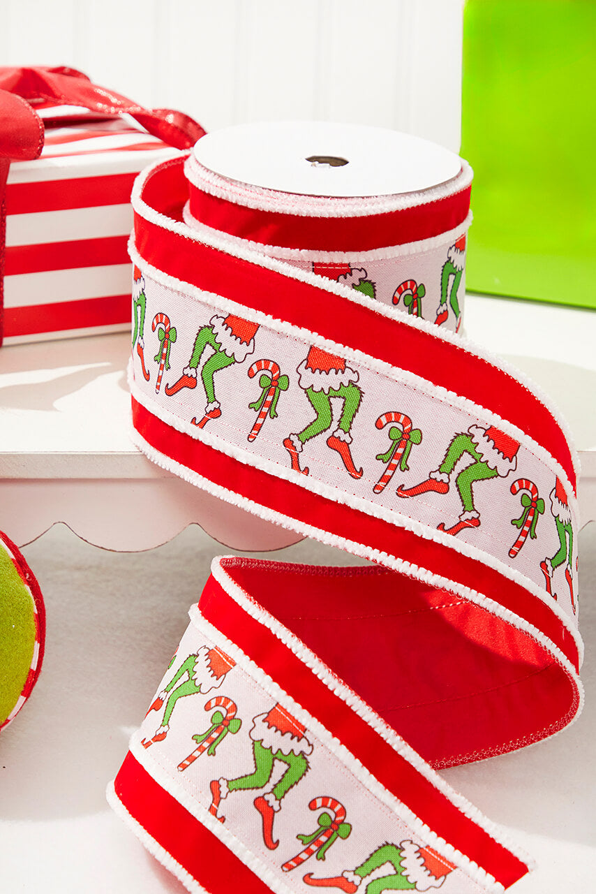 4“ x 10 Yard Grinch Legs Ribbon