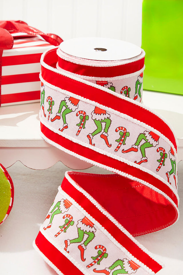 4“ x 10 Yard Grinch Legs Ribbon