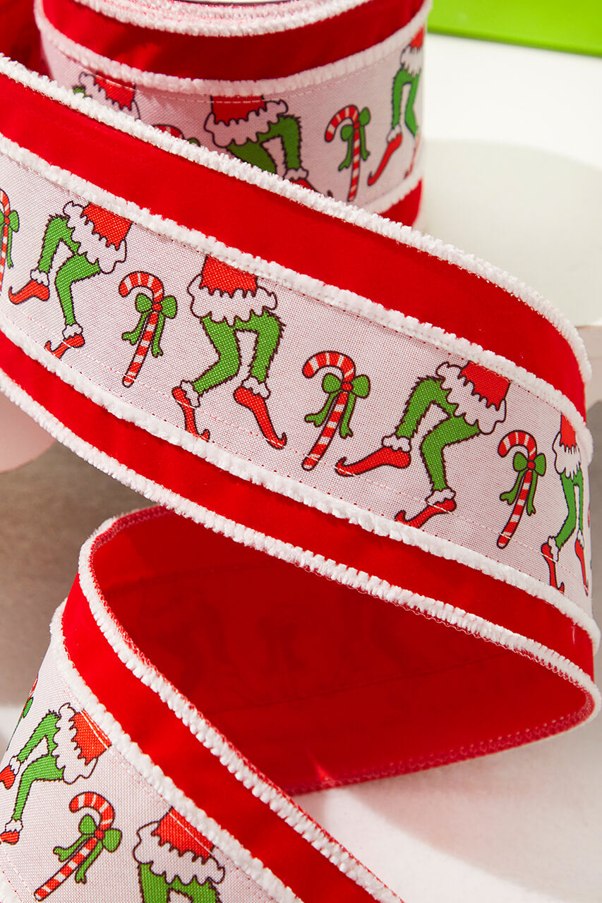 4“ x 10 Yard Grinch Legs Ribbon