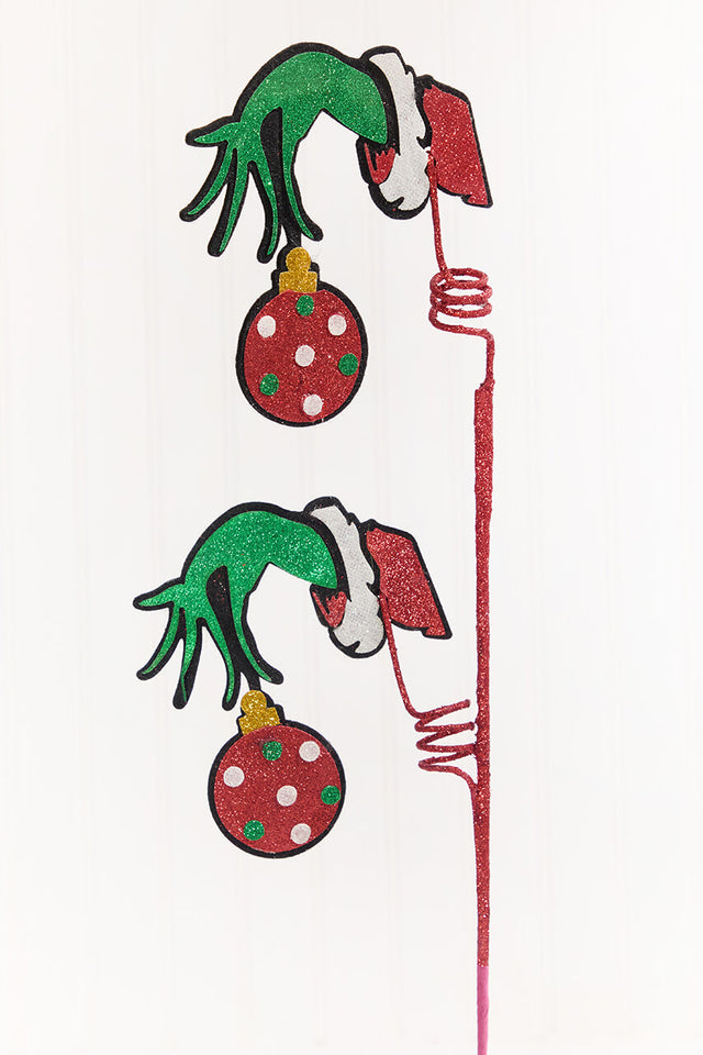 25" Green Elf Hand Ornament Spray