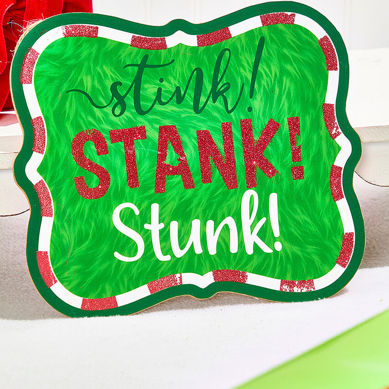 10.5" Stink Stank Stunk Glitter Sign