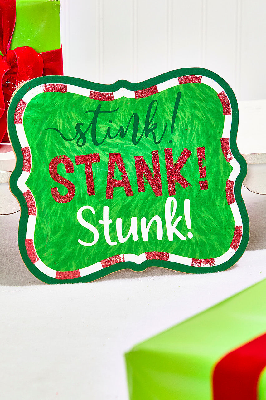 10.5" Stink Stank Stunk Glitter Sign
