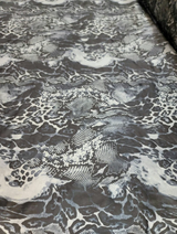 Stretch Spandex Animal Print Fabric Black Silver
