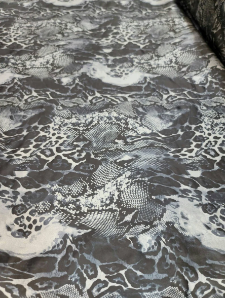 Stretch Spandex Animal Print Fabric Black Silver