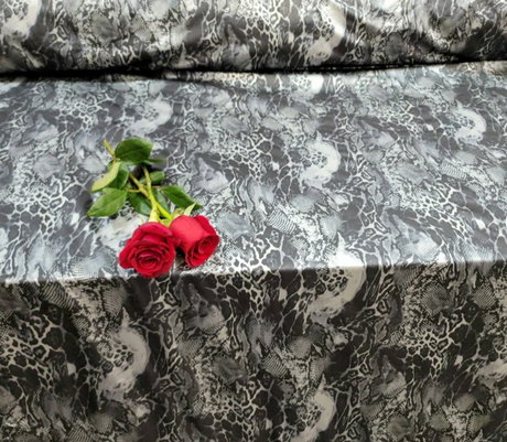 Stretch Spandex Animal Print Fabric Black Silver