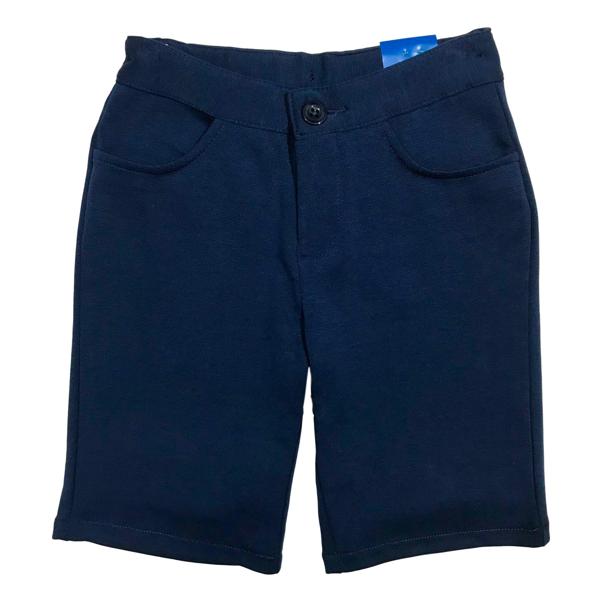 Girls Uniform Stretchy Shorts Cotton Blend Fabric - Khaki, Navy, Adjustable Elastic Waist, Zipper Closure, 4/5-16 (1 Piece)