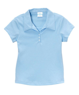 Girl's Uniform Triple Button Polyester Cotton Fabric - Interlock, White, Navy, Sky Blue, Red, Hunter Green, Burgundy, Light Grey, Sizes 5-18 (1 Piece)