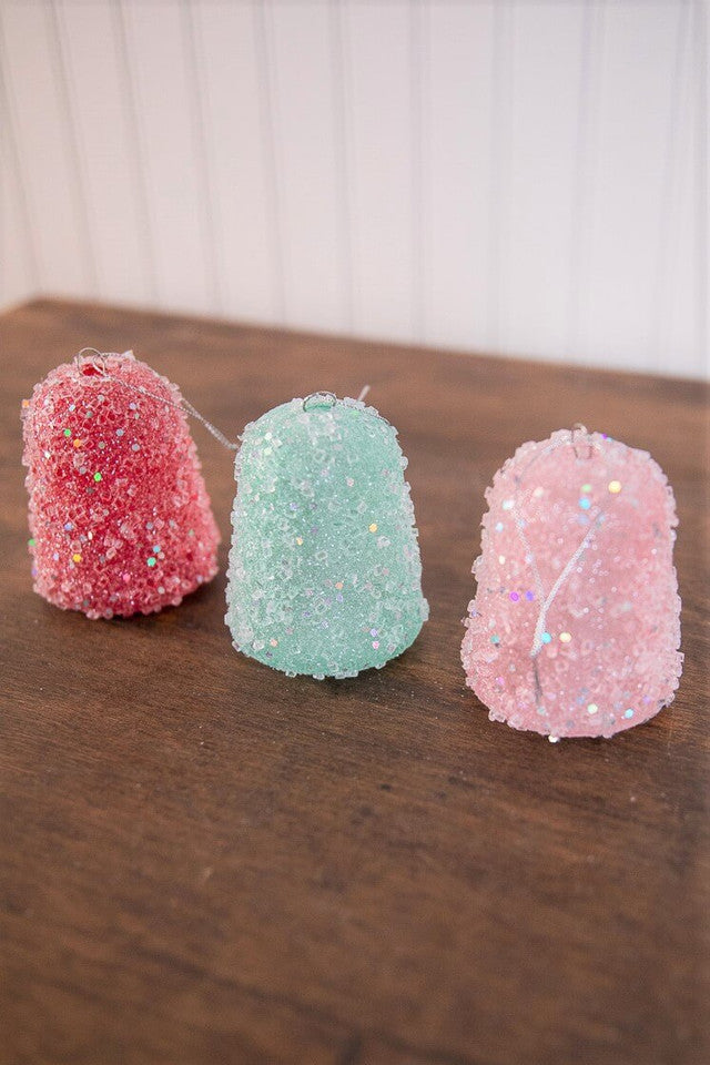 4 Inch Ice Gumdrop Christmas Ornaments Set of 6 Sparkling Candy Inspired Holiday Tree Decorations