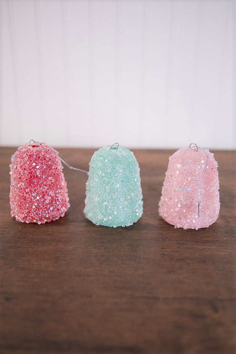 4 Inch Ice Gumdrop Christmas Ornaments Set of 6 Sparkling Candy Inspired Holiday Tree Decorations