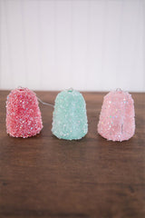 4 Inch Ice Gumdrop Christmas Ornaments Set of 6 Sparkling Candy Inspired Holiday Tree Decorations