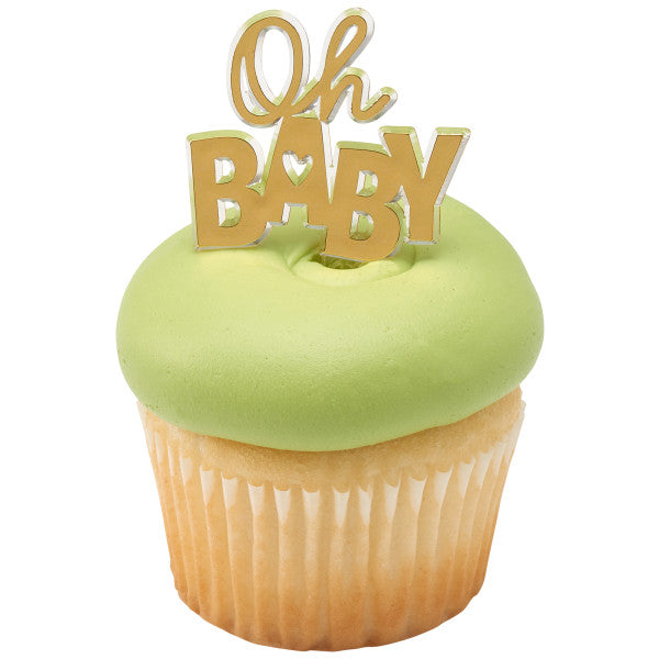 Oh Baby Shower Foil gold Cake Cupcake Rings - 12ct per order