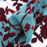 Tthe Green Wine Red Flower Burnt Out Velvet Fabric For Dress Telas Para Costura Tissus Couture ткань Cloth Material Sewing