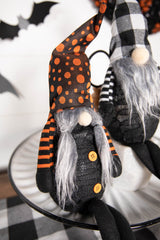 22” B/O Lighted Fabric Halloween Gnome Shelf Sitter