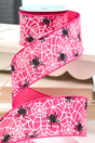 2.5" x 10 Yard Pink Glitter Spider Webs Halloween Ribbon