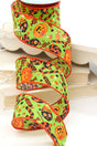 2.5" x 10 Yard Green & Orange Pumpkin, Cat & Candy Halloween Ribbon