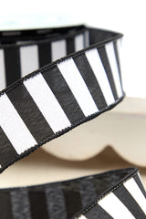 1.5" x 10 Yard Black & White Halloween Stripe Ribbon
