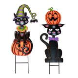 29 in. Metal Halloween Black Cat Yard Stake Set of 2