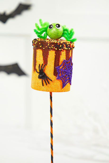 18" Orange Spider Marshmallow Pick