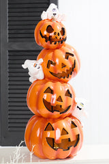 28" LED Resin Pumpkin Stack with Ghost