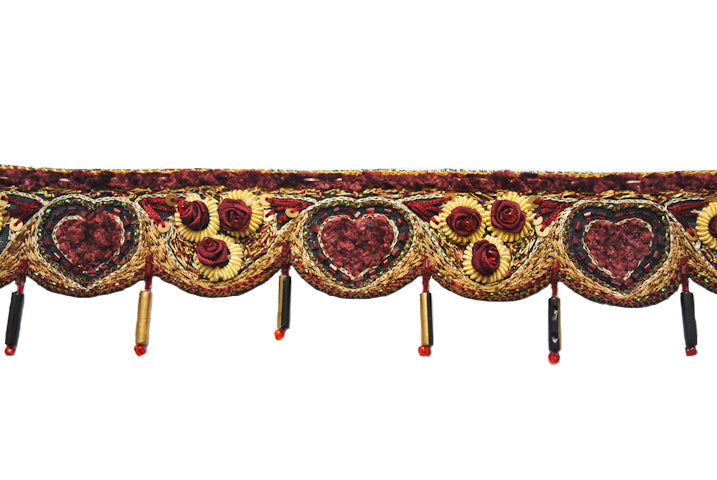 Hand-Crafted Bugle Bead Rose Trim