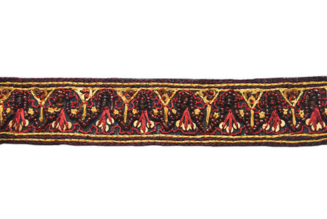 Beaded Trim Handcrafted Indian Maroon 1 Inch