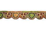 Hand-Beaded Flower Trim 1"
