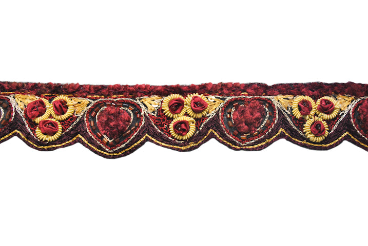 Hand-Beaded Flower Trim 1"