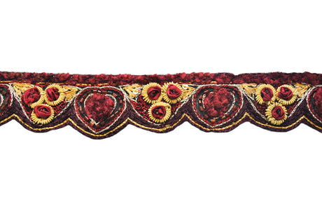 Hand-Beaded Flower Trim 1"