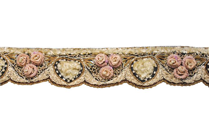 Hand-Beaded Flower Trim 1"