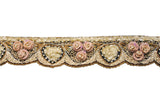 Hand-Beaded Flower Trim 1"
