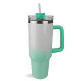 40 oz Handled Tumbler Shimmer Ombre - White & Mint