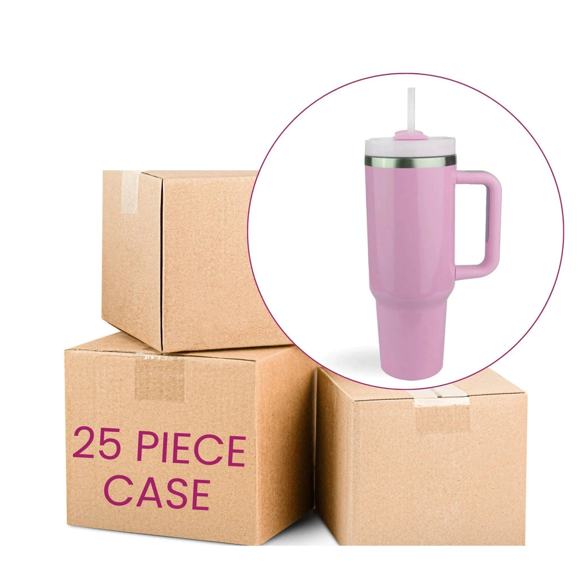 40 oz Handled Tumbler Standard Glossy - Pink