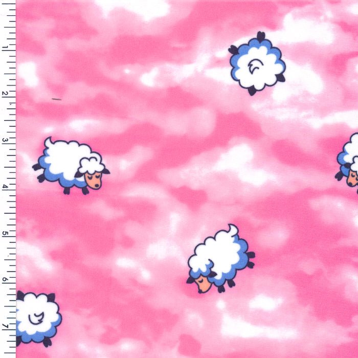 Poly Spandex Tricot Happy Cloud Pink White
