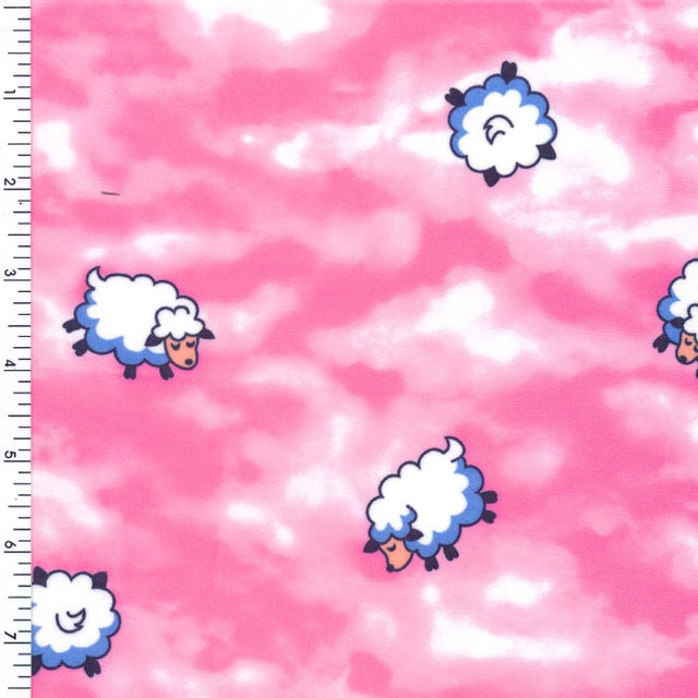 Poly Spandex Tricot Happy Cloud Pink White